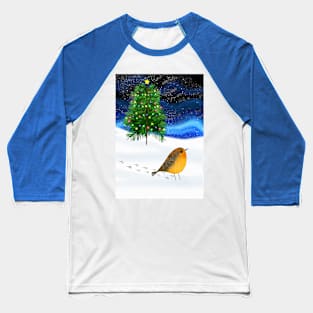 Christmas Robin Baseball T-Shirt